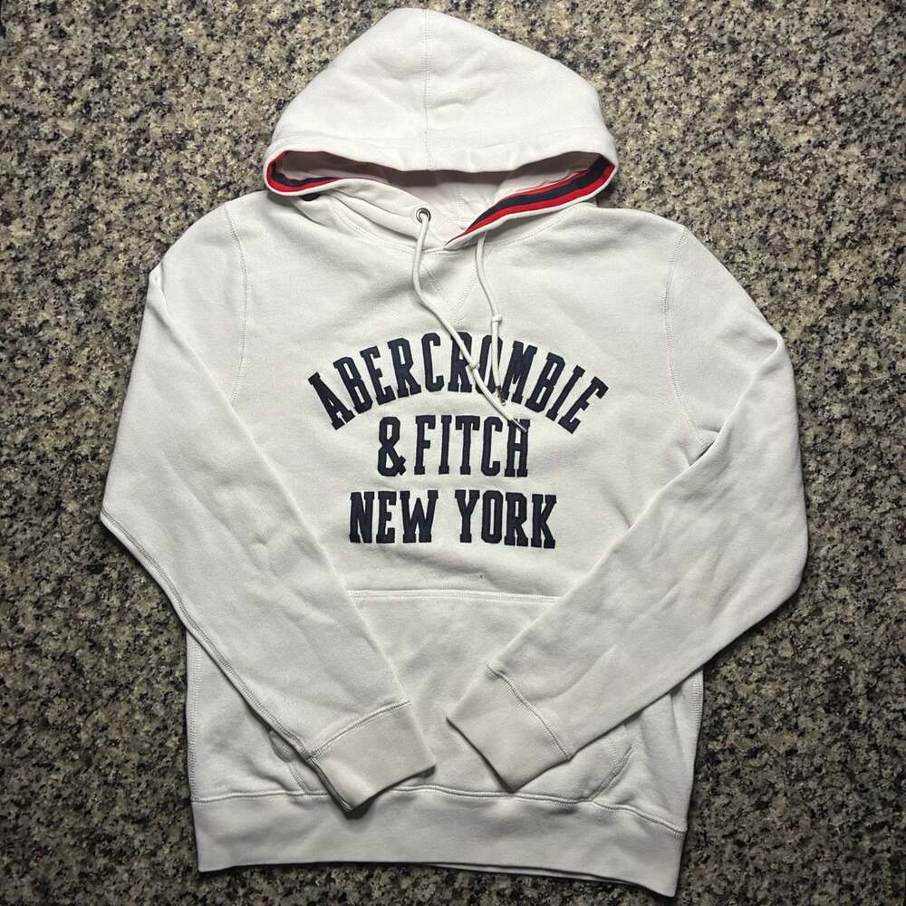 Abercrombie & Fitch Soft A&F Fleece Hoodie Size S White New York
